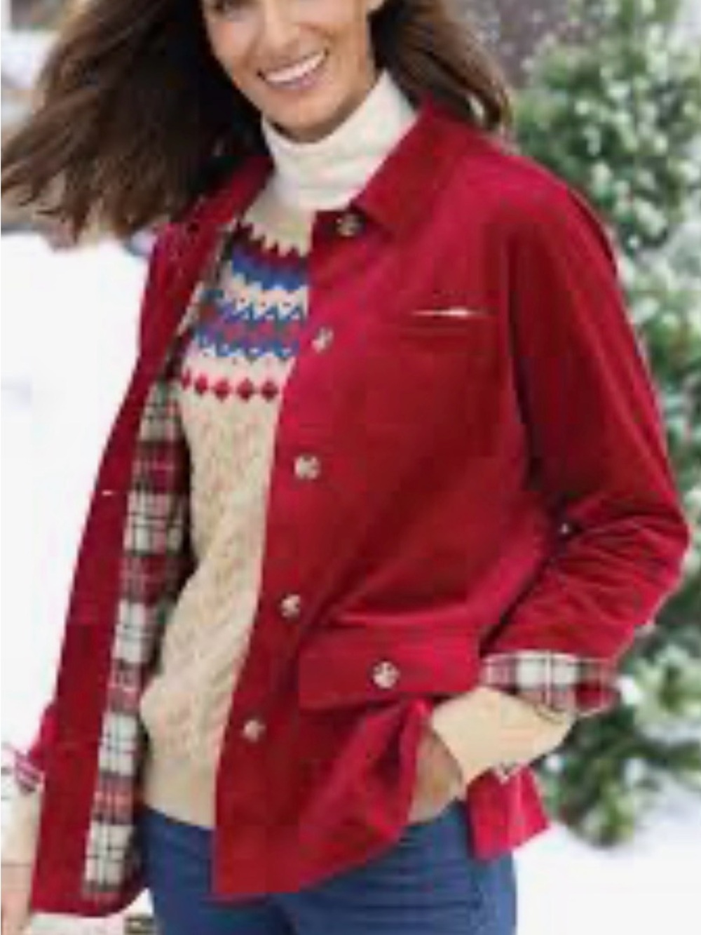 NEW Appleseed's SOFT CORDUROY BEAUTIFUL BRIGHT Red Utility SHIRT Jacket SZ MED